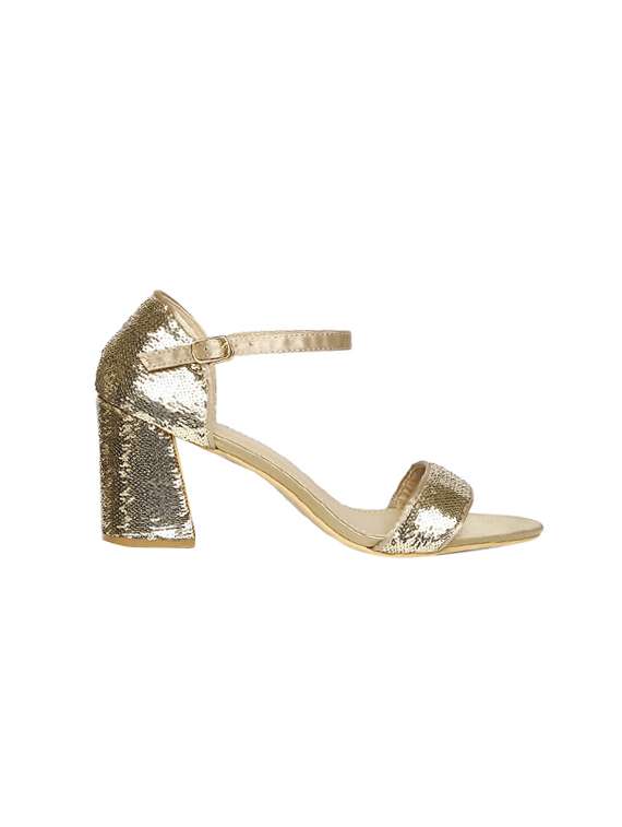 gold pu ankle strap sandals - 14720929 - Standard Image - 1