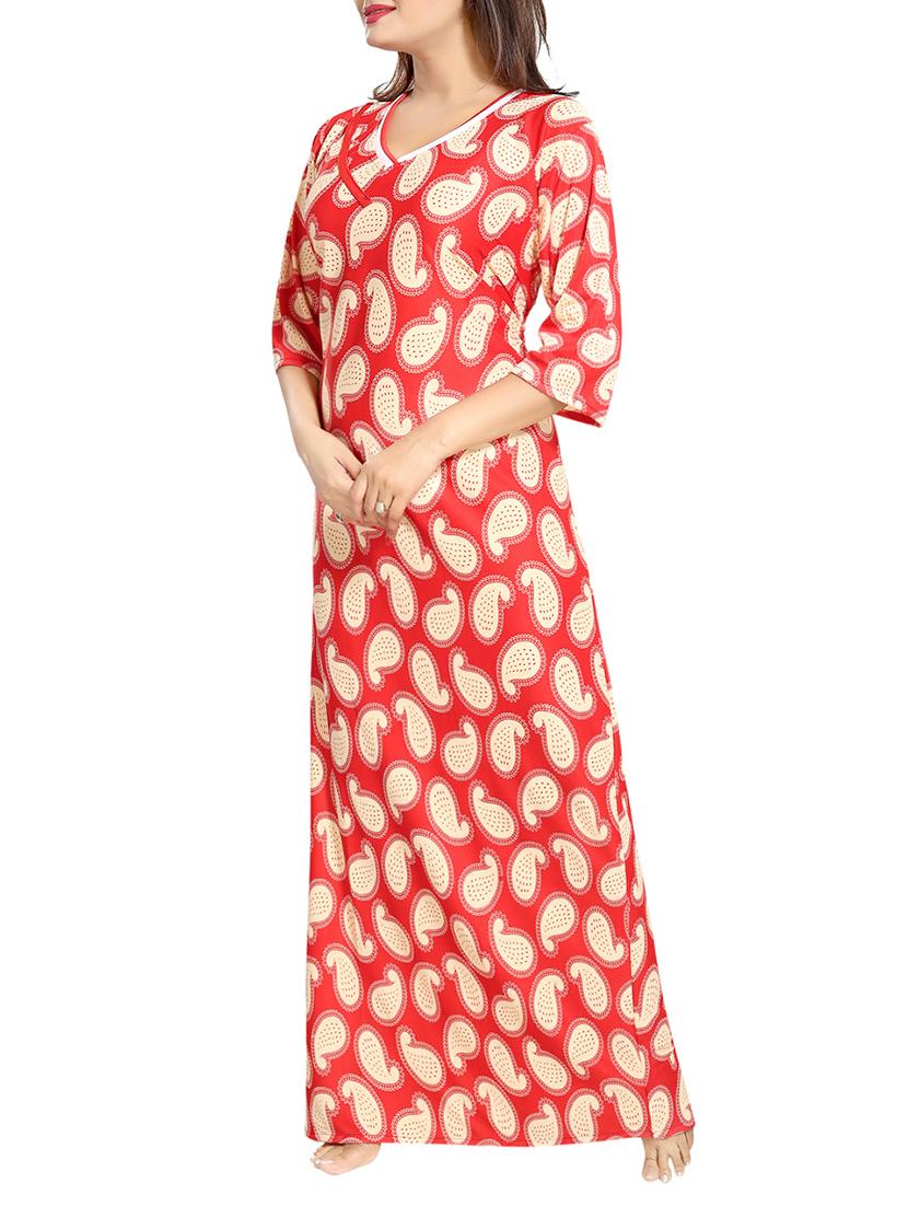 red satin nightwear gown - 14721580 -  Standard Image - 1