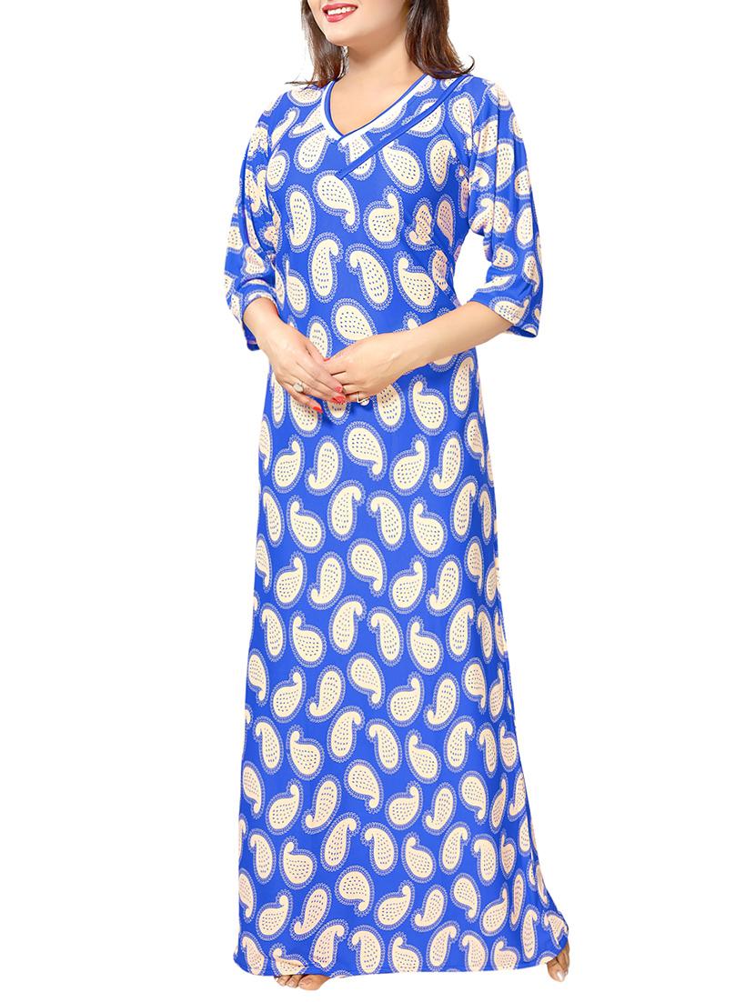 blue satin nightwear gown - 14721581 -  Standard Image - 1