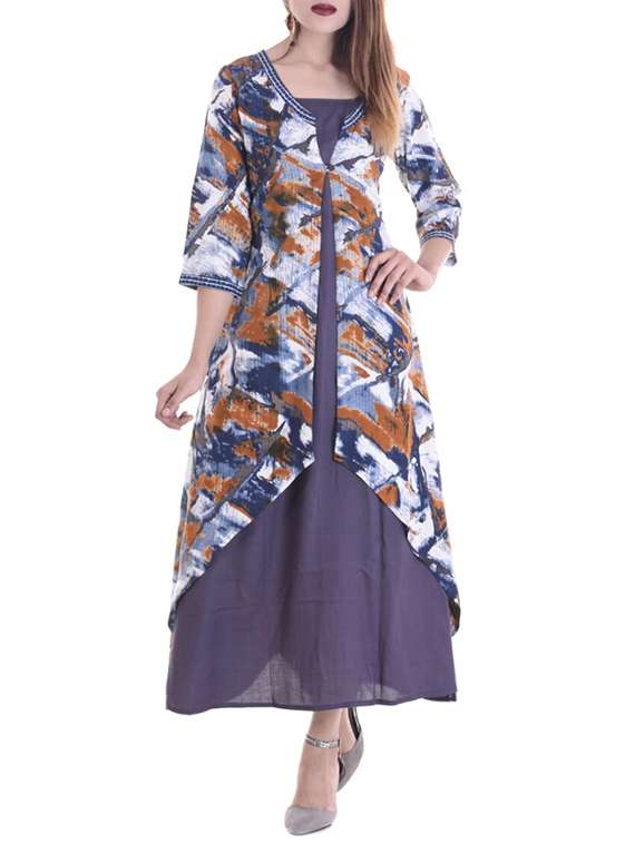 blue rayon layered kurta