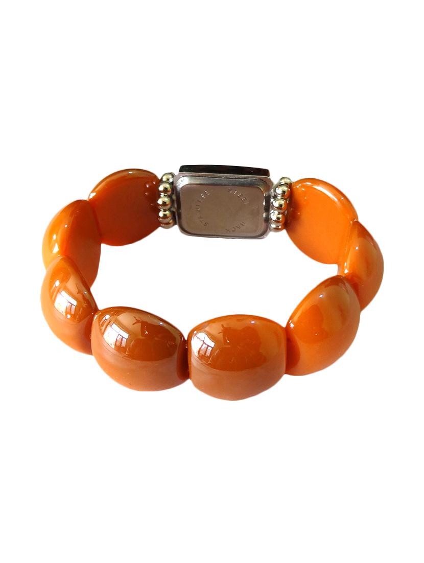 rust colour analog white dial girl's beaded bracelet watch - 718.14 - 14728281 - Standard Image - 1
