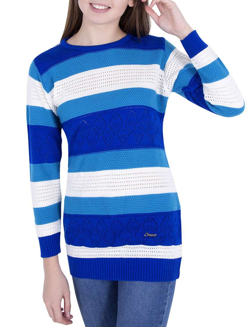blue woolen pullover