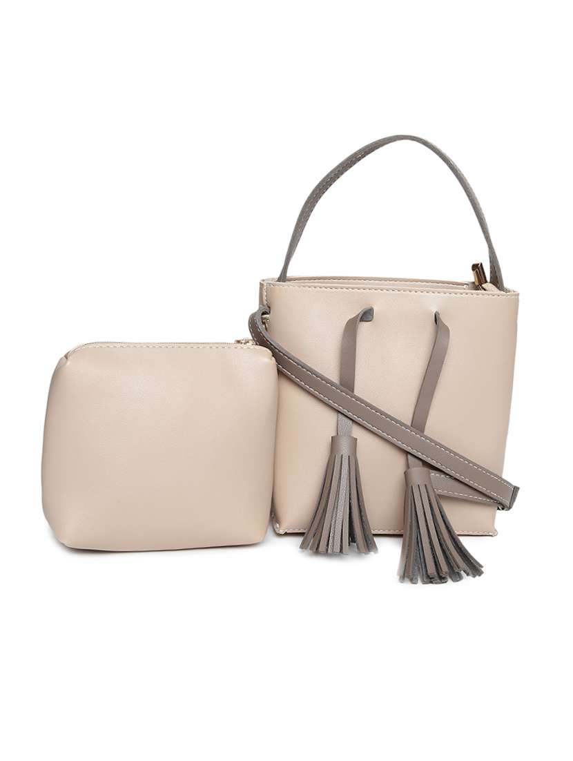 beige cotton combo sling bag