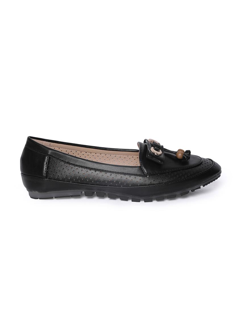 black faux leather slip on ballerina - 14732032 -  Standard Image - 1