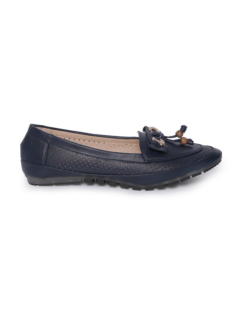 navy faux leather slip on ballerina - 14732033 -  Standard Image - 1