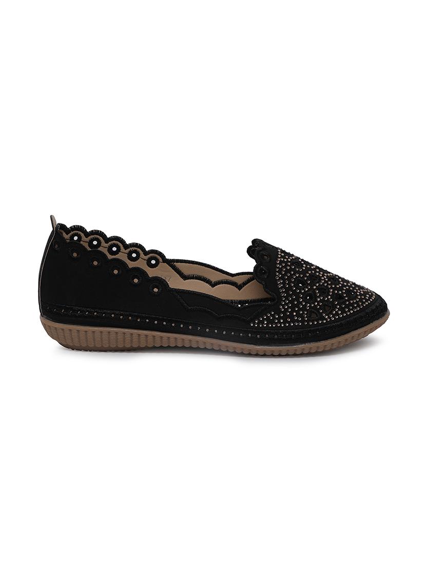 black faux leather slip on ballerina - 14732034 -  Standard Image - 1