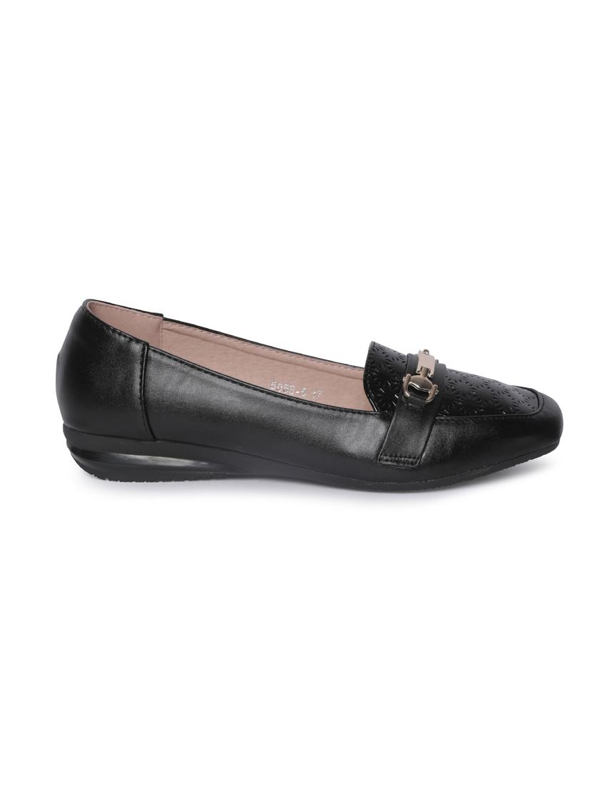 black faux leather slip on loafers - 14732092 -  Standard Image - 1