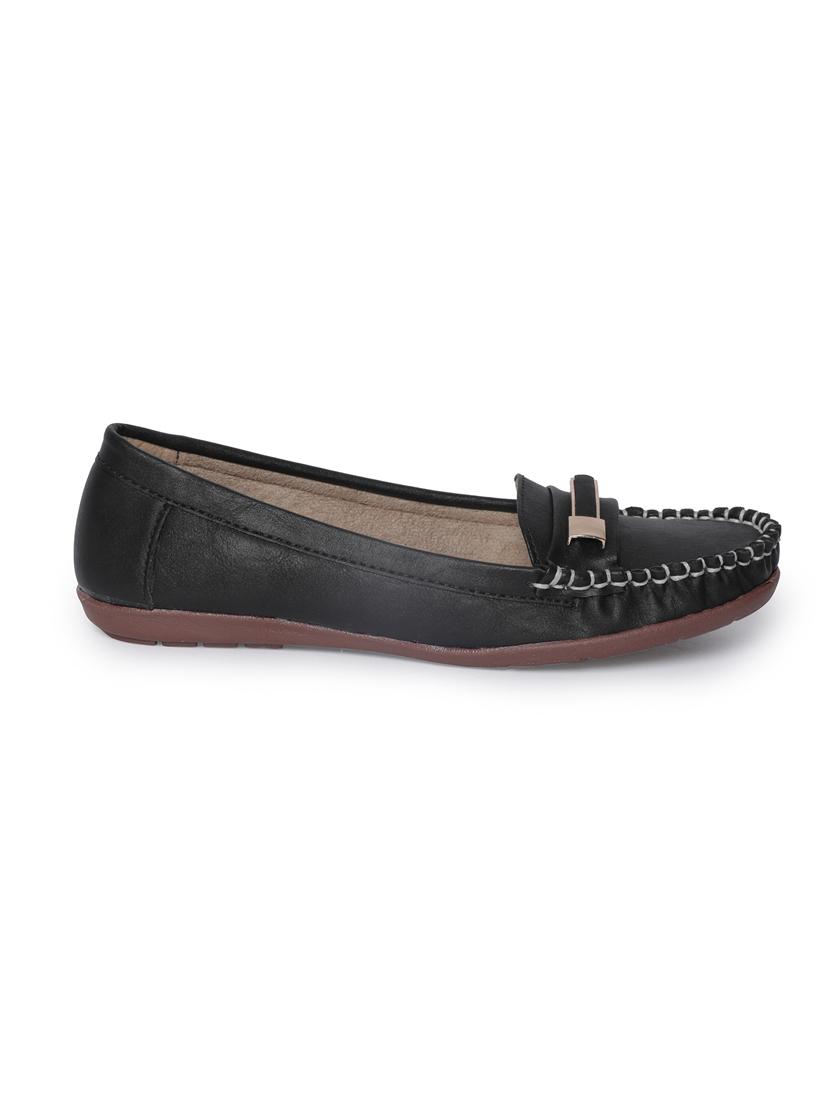 black faux leather slip on loafers - 14732094 - Standard Image - 1
