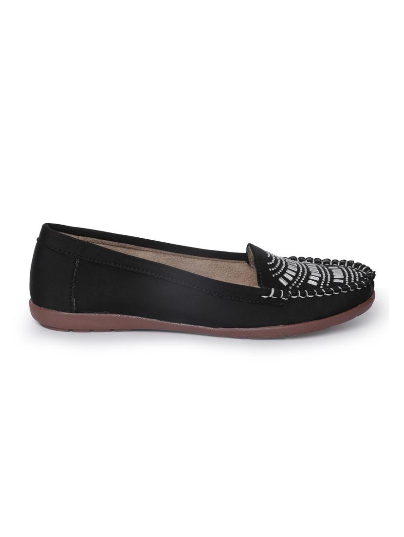 black faux leather slip on loafers - 14732096 - Standard Image - 1