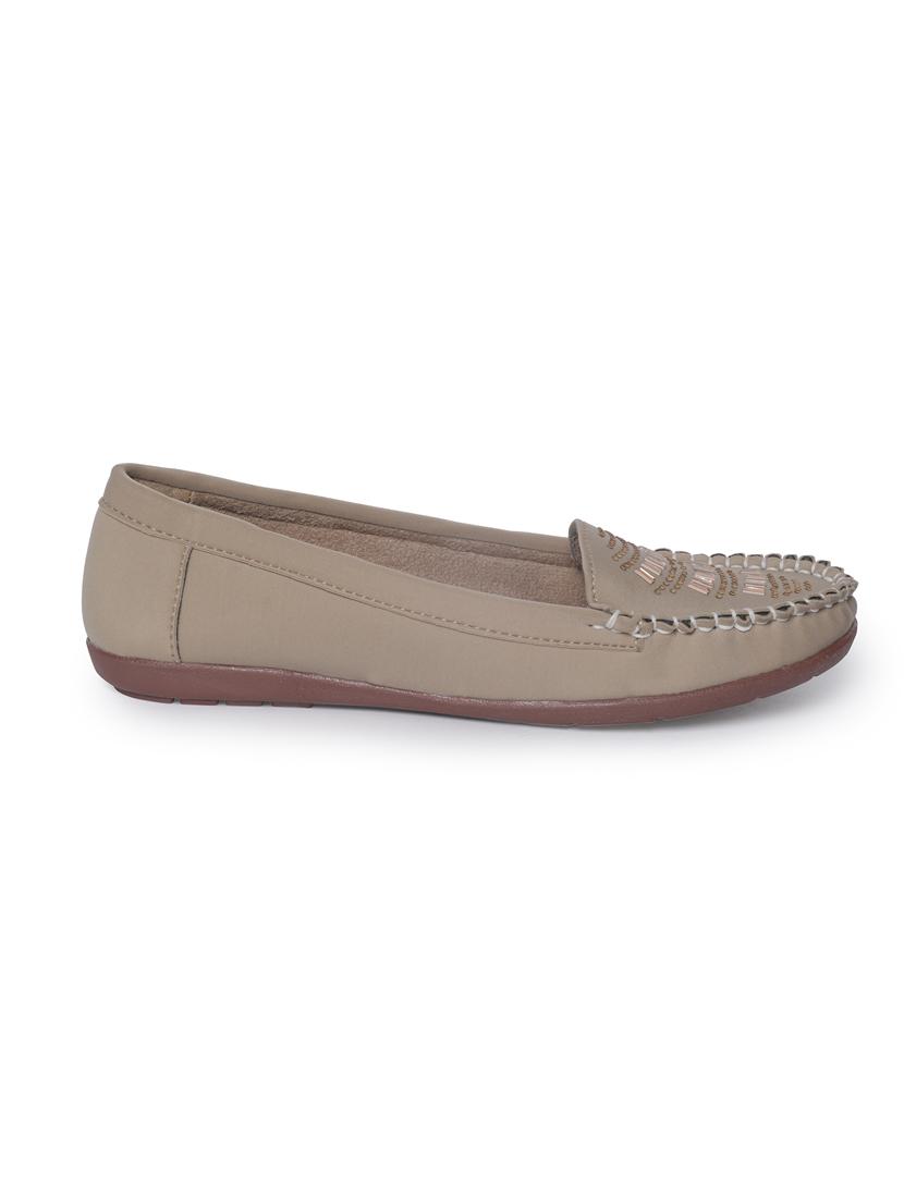 beige faux leather slip on loafers - 14732097 -  Standard Image - 1