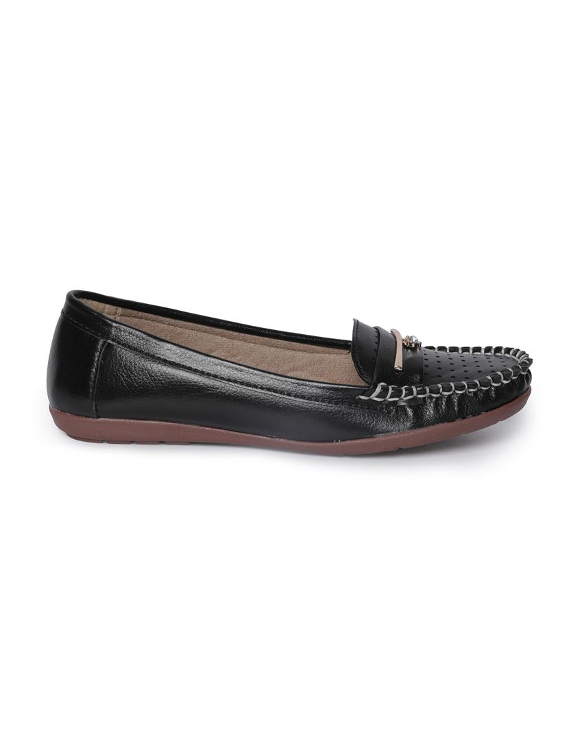 black faux leather slip on loafers - 14732098 - Standard Image - 1