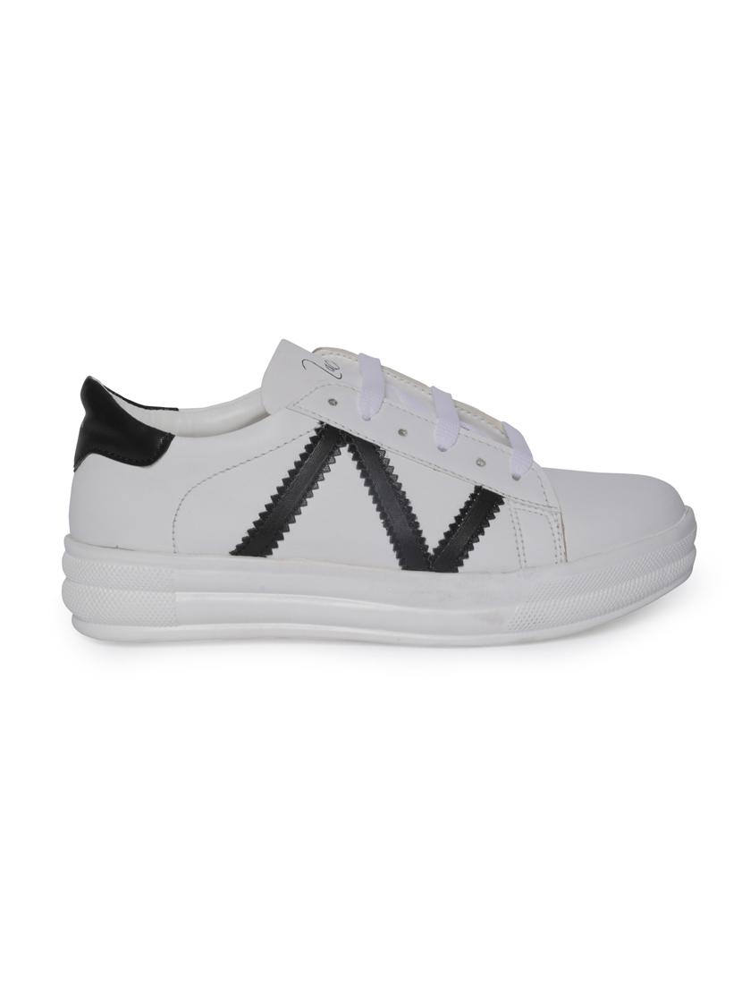 white faux leather laceup sneakers - 14732111 - Standard Image - 1
