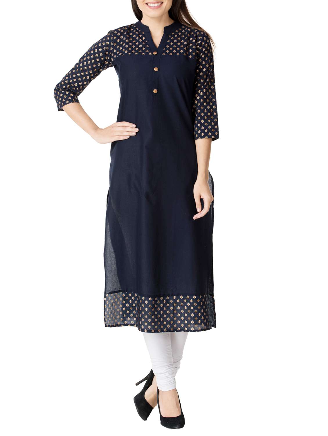 Block print straight kurta