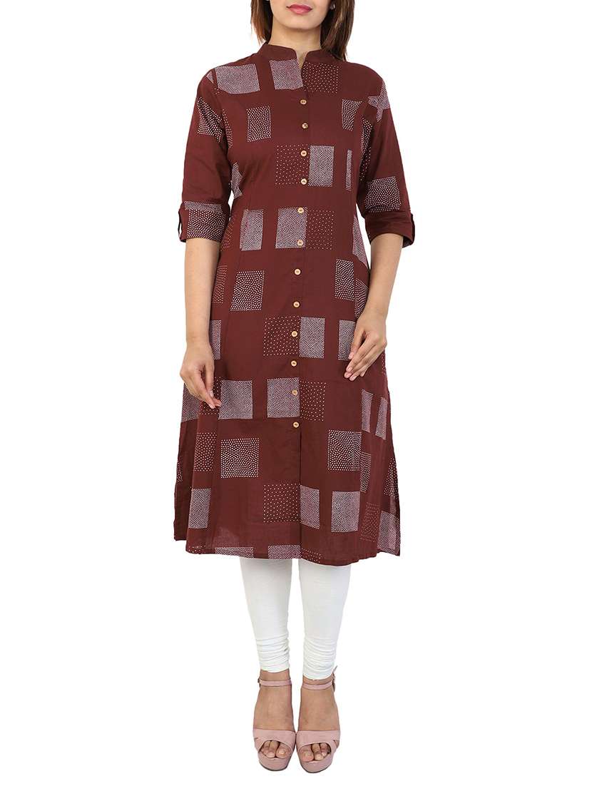 maroon cotton aline kurta