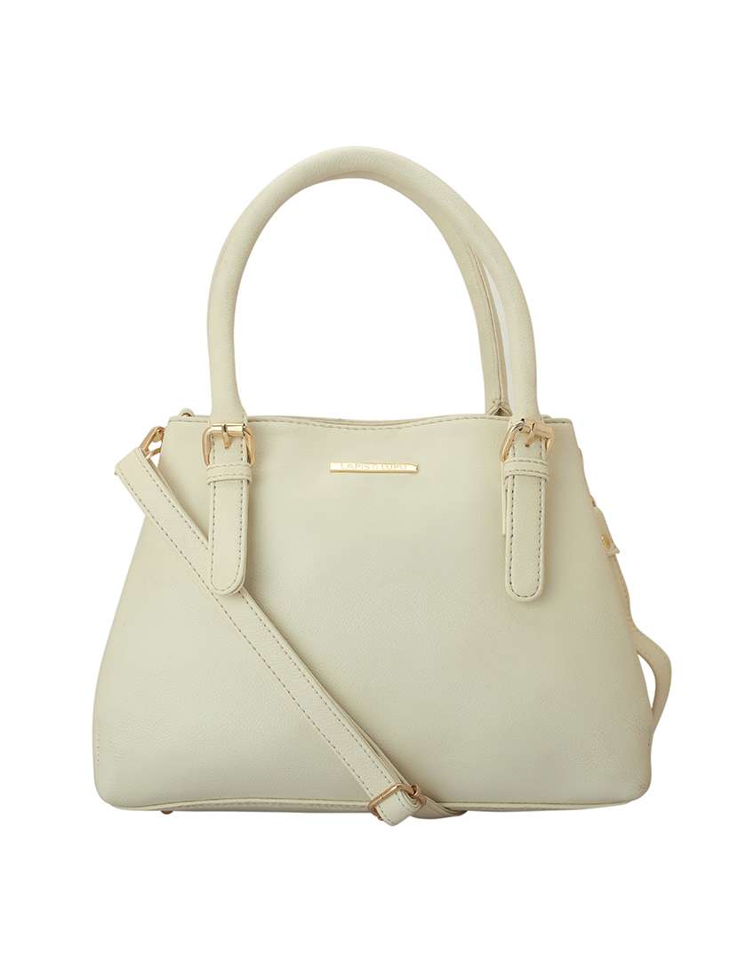 white leatherette  regular handbag