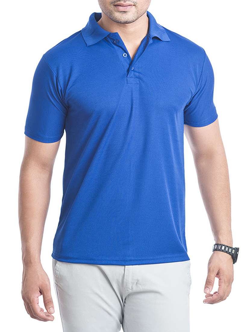 blue polyester polo t-shirt