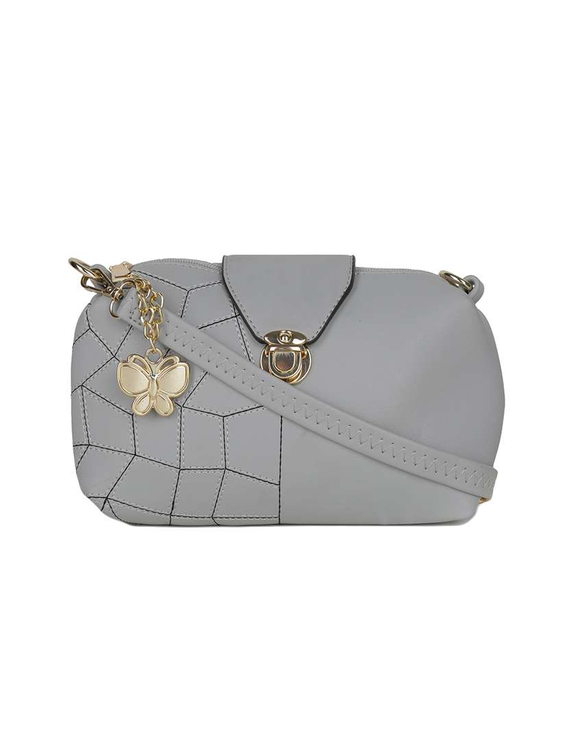 grey leatherette  regular sling bag