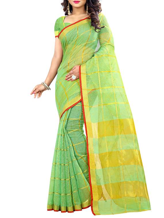green cotton saree with blouse