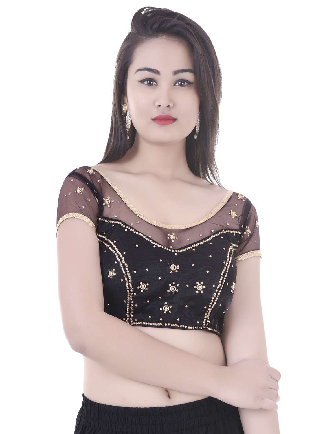 black net embroidered blouse