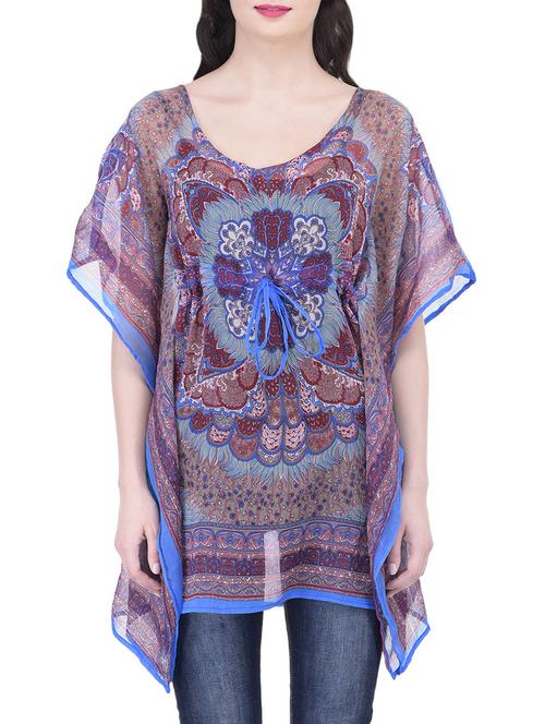 multi colored relaxed fit printed kaftan tunic - 14745717 - Standard Image - 0