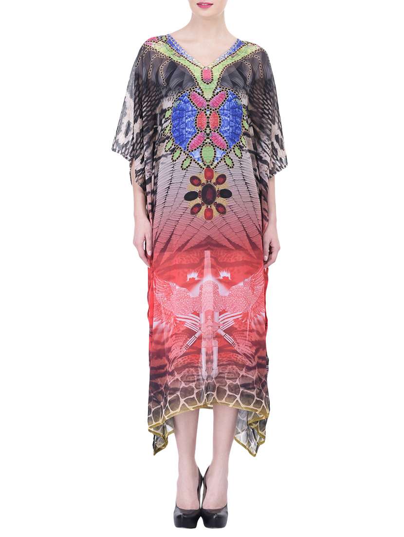 pink kaleidoscope print kaftan