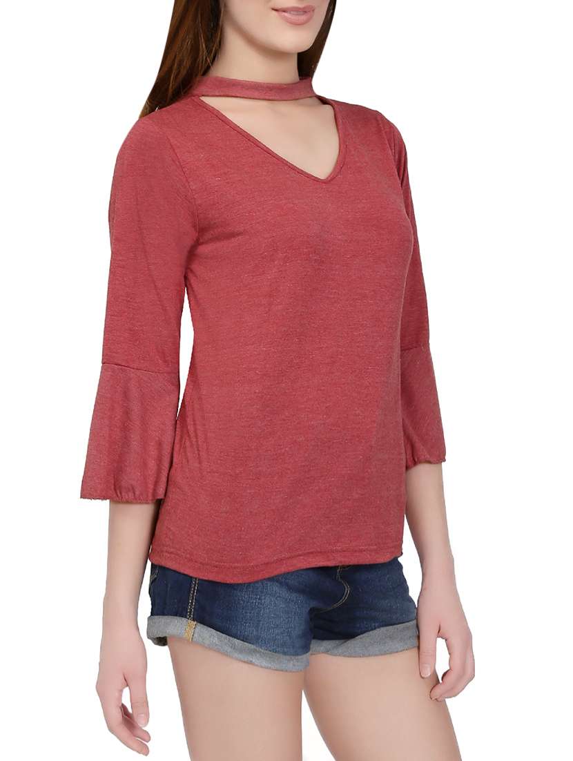 choker neck bell sleeved top - 14747110 -  Standard Image - 1