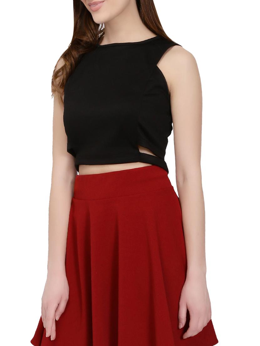 black polyester crop top - 14747116 -  Standard Image - 1