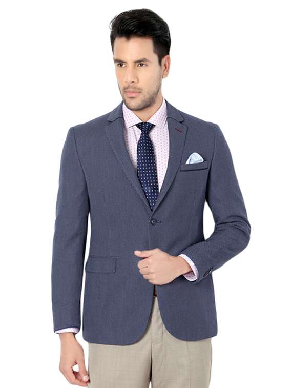 blue wool formal blazer