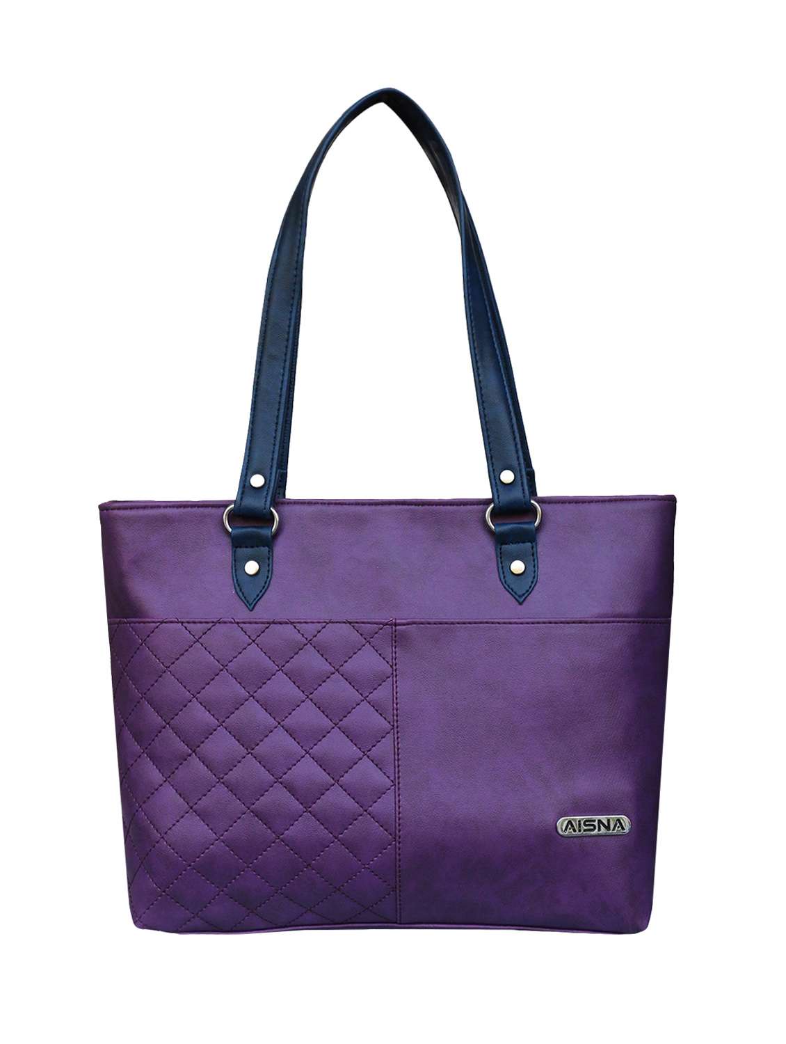 purple leatherette regular handbag