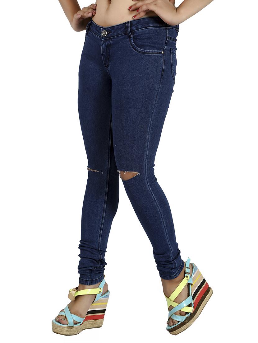 women's slash knee slim fit jeans - 14750568 - Standard Image - 1