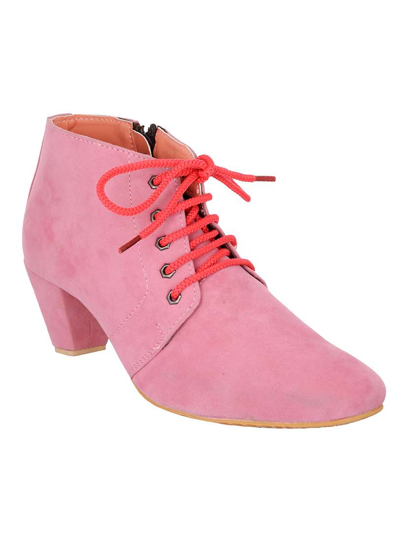 pink suede ankle boot