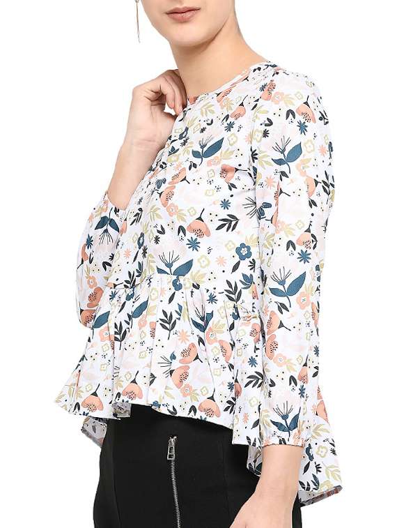women's peplum round neck top - 14754064 -  Standard Image - 1