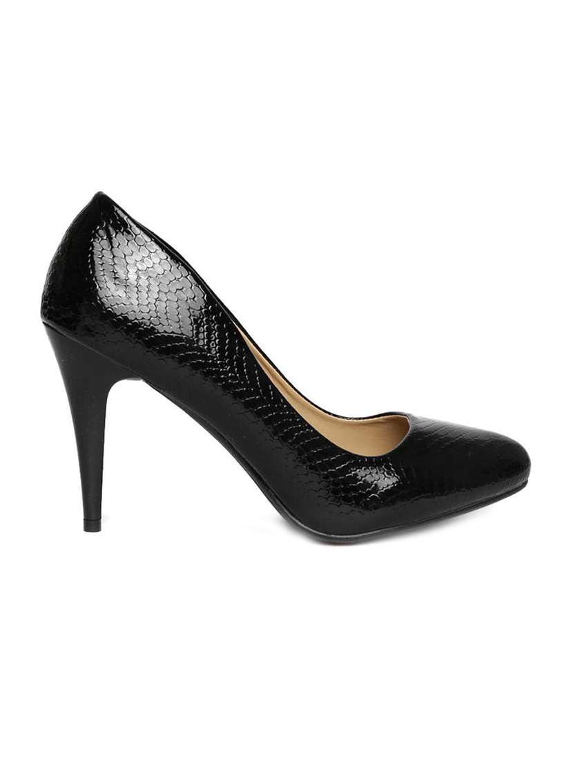 black pu slip on pumps - 14754606 -  Standard Image - 1