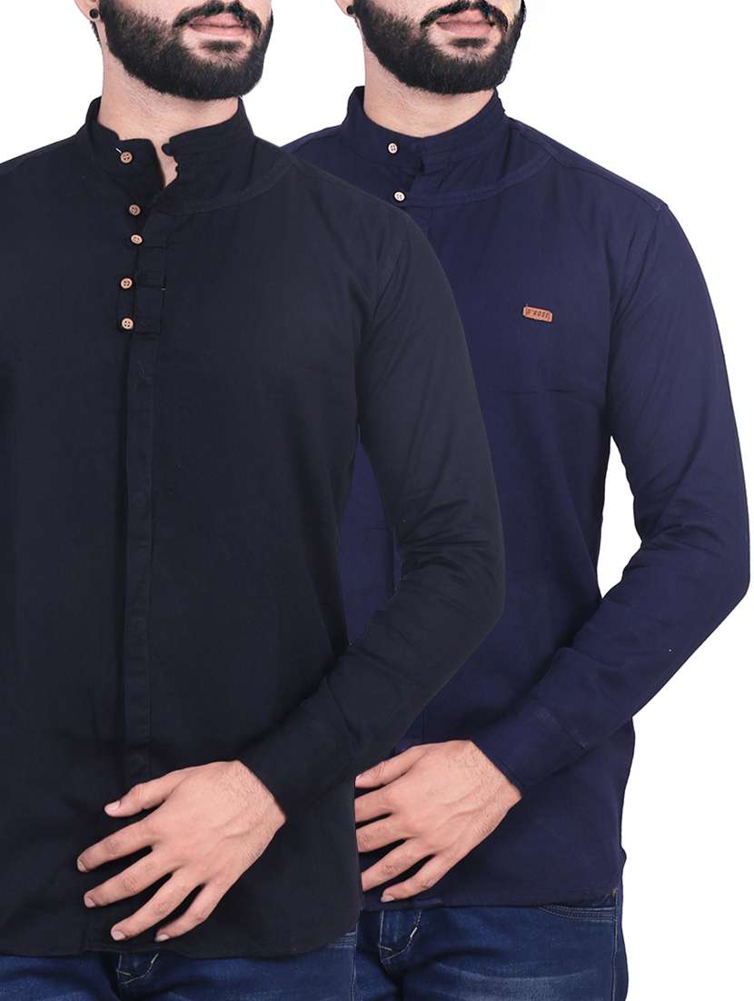 multi colored cotton blend casual shirt (set of 2)