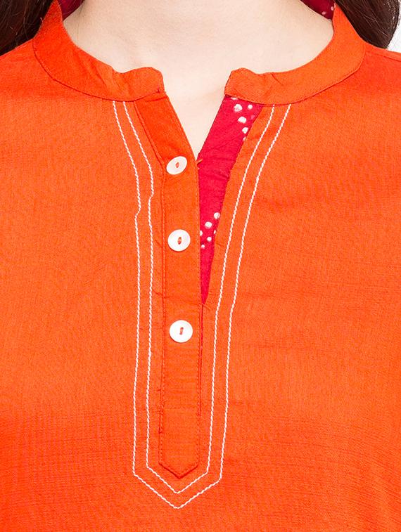 orange synthetic solid kurta - 14758052 - Standard Image - 4