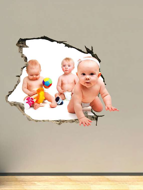 cute babies 3d wall sticker