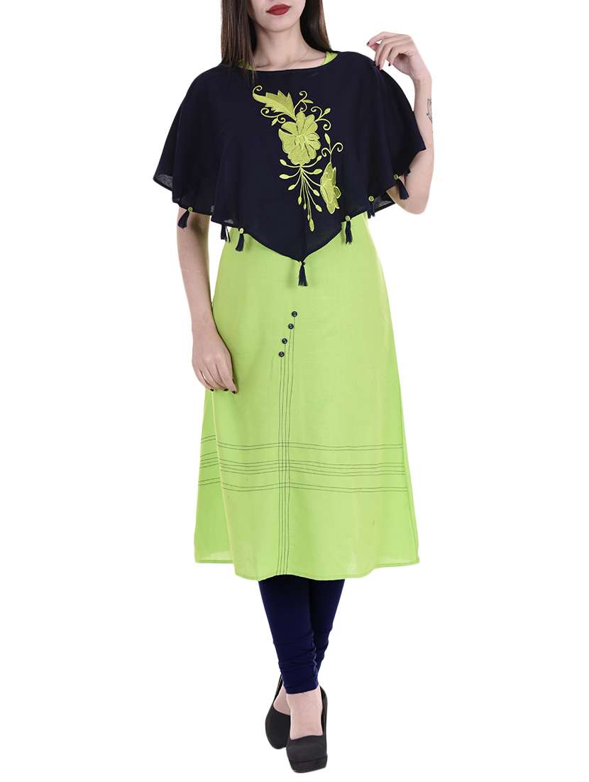green viscose aline kurta
