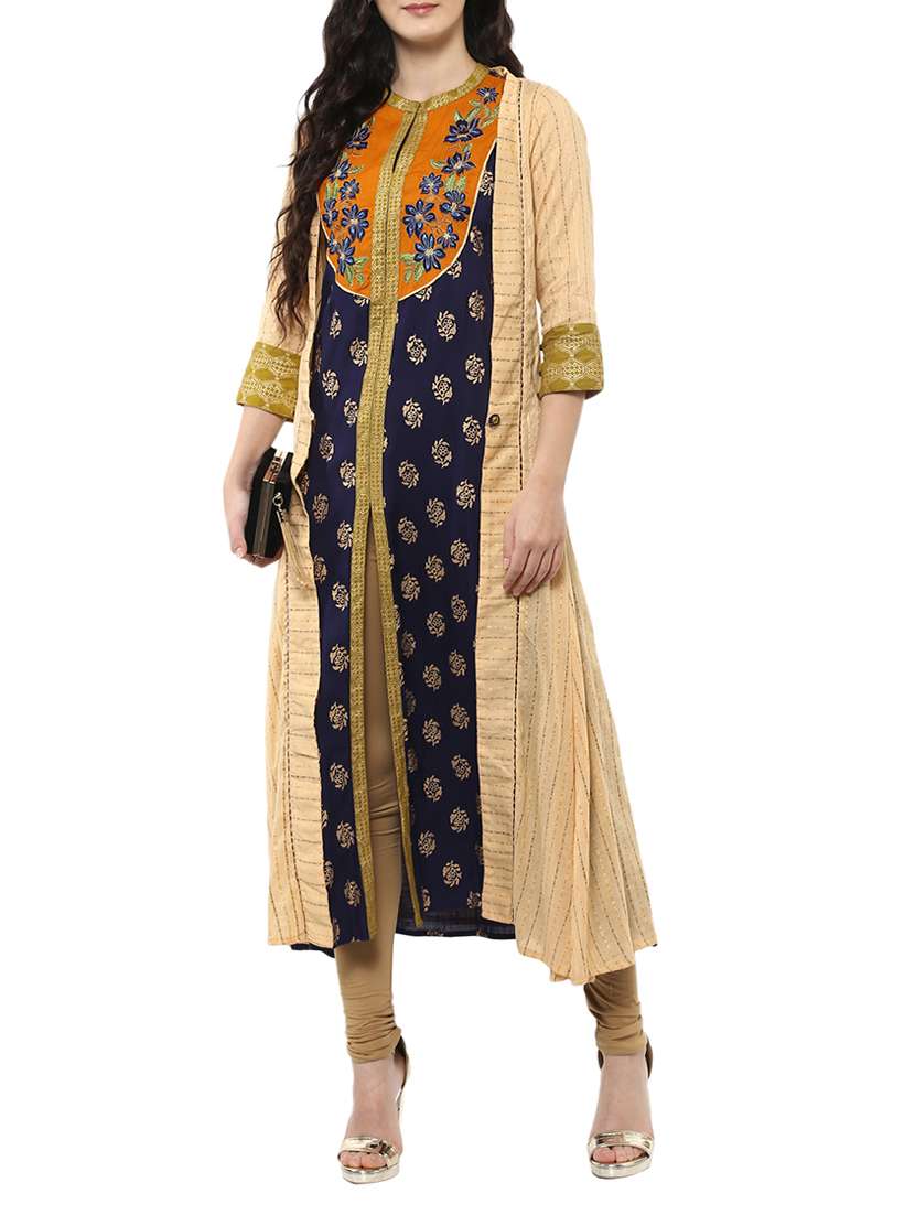 Multicolored cotton layered kurta