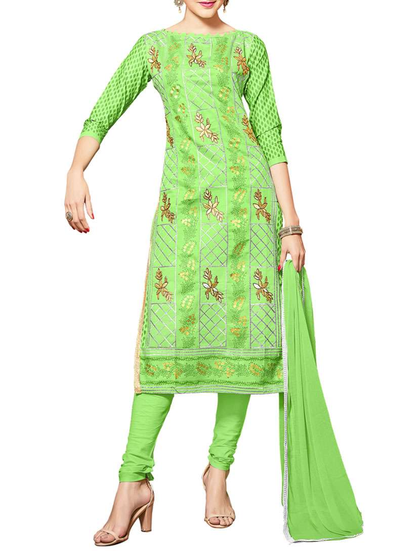 green churidaar unstitched suit