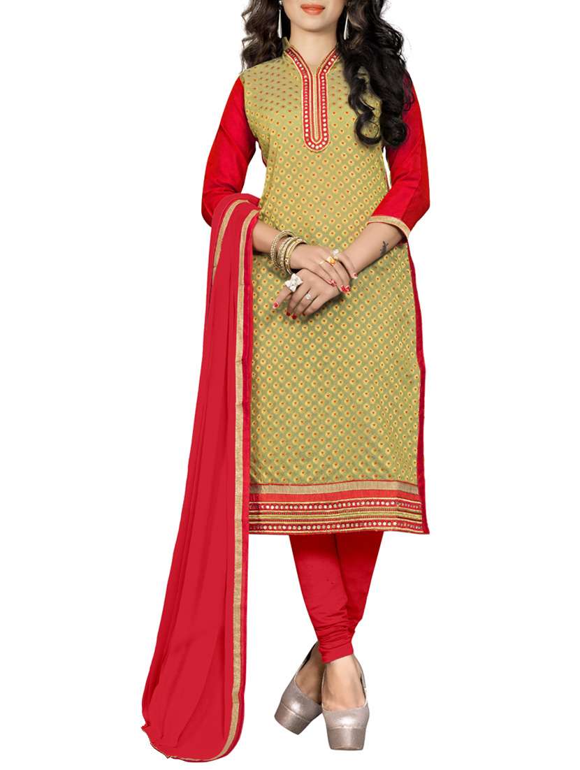 multicolored churidaar suits unstitched suit