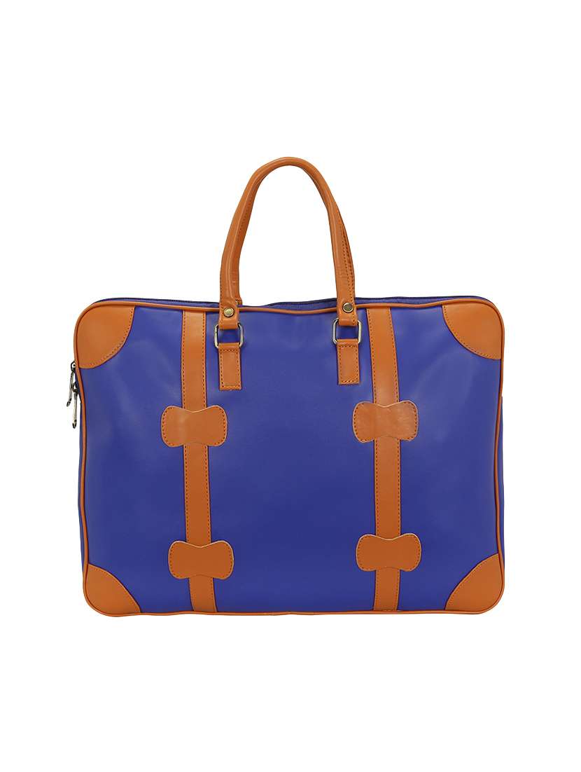 blue leather laptop bag