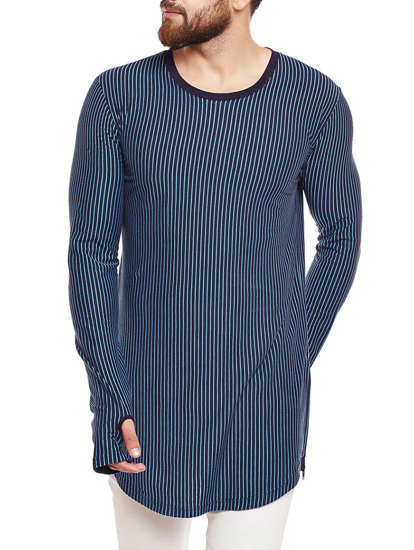 blue cotton thumb hole t-shirt