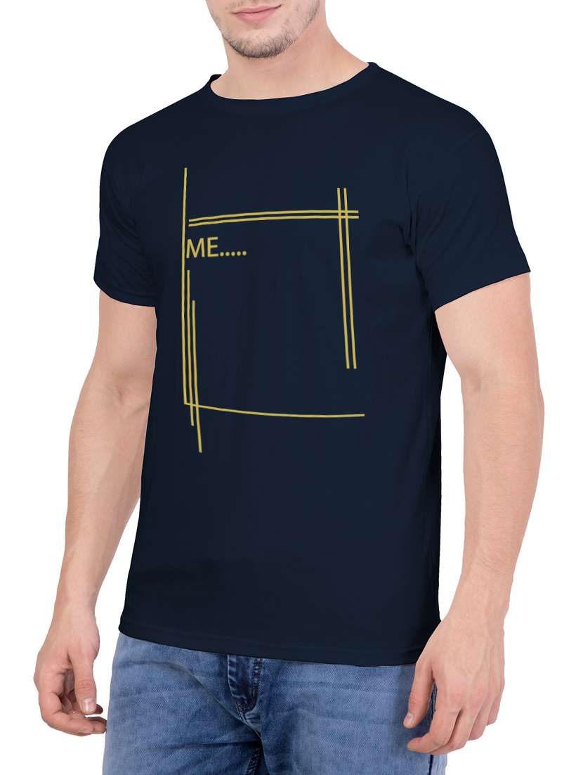 navy blue cotton chest print tshirt - 14763399 - Standard Image - 1