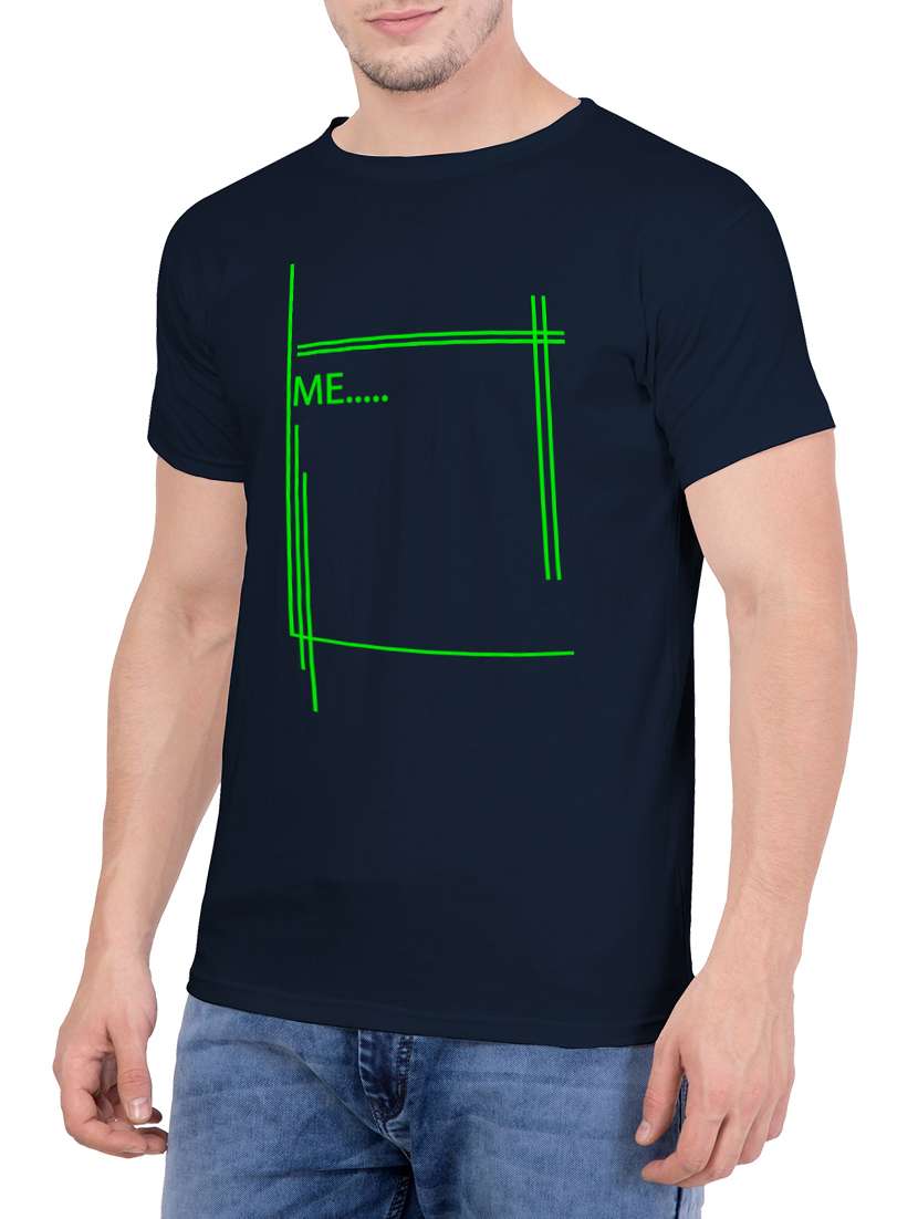navy blue chest printed t-shirt - 14763402 -  Standard Image - 1