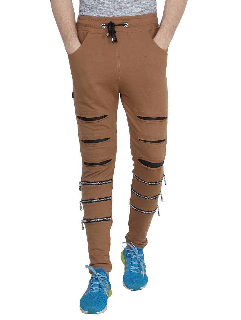 brown cotton  full length track pant