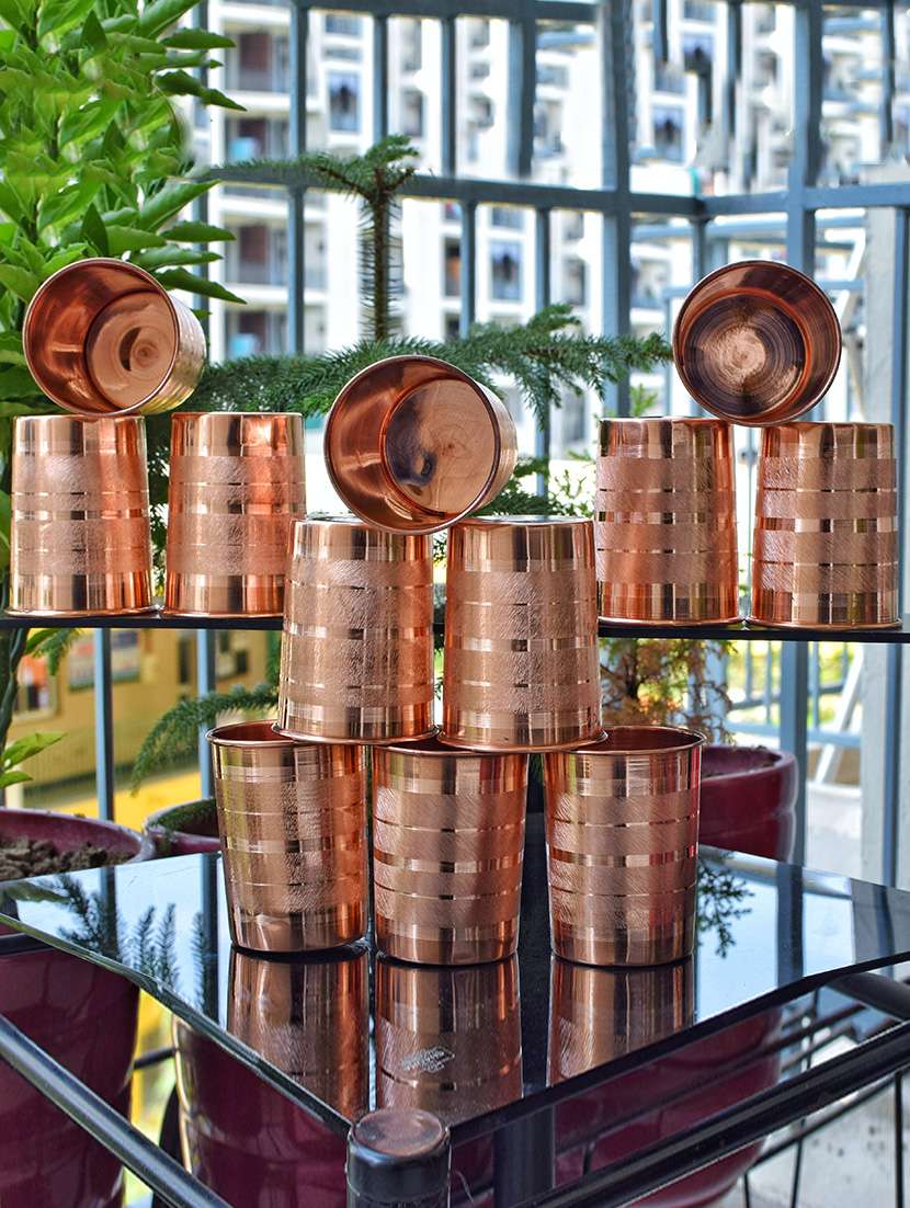 copper water glasses - set of 12