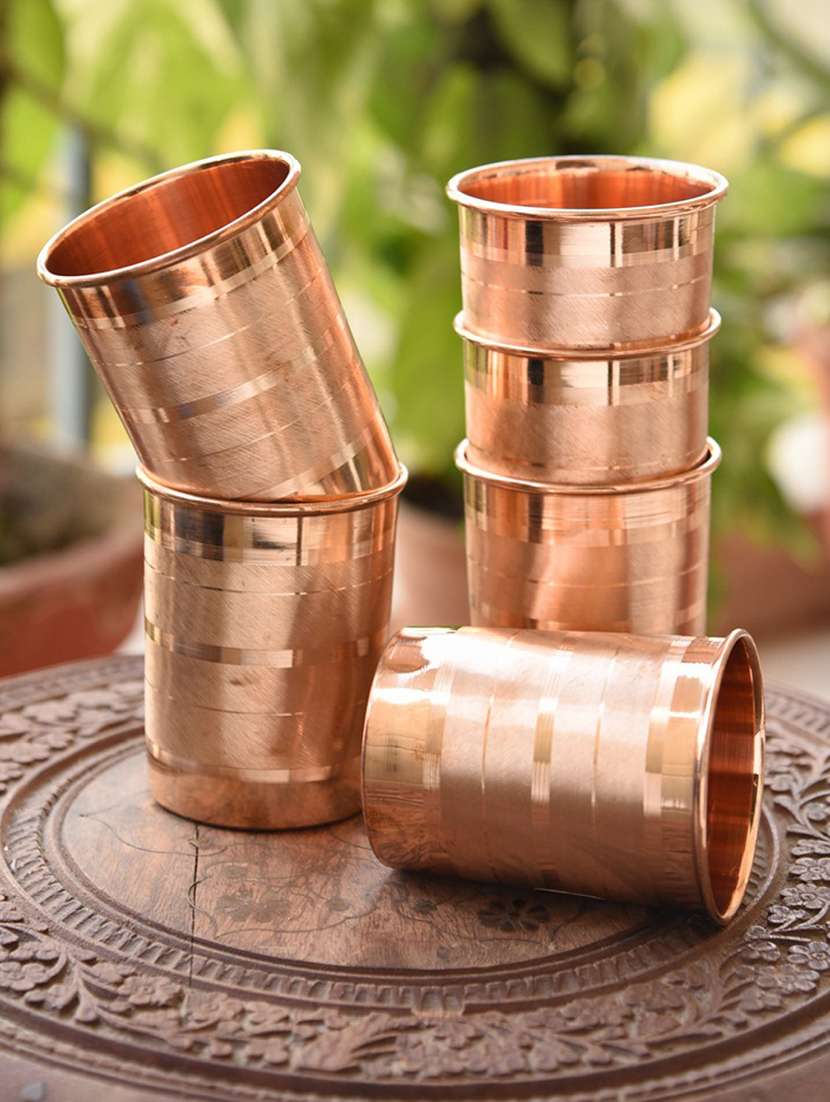 copper water glasses - set of 6