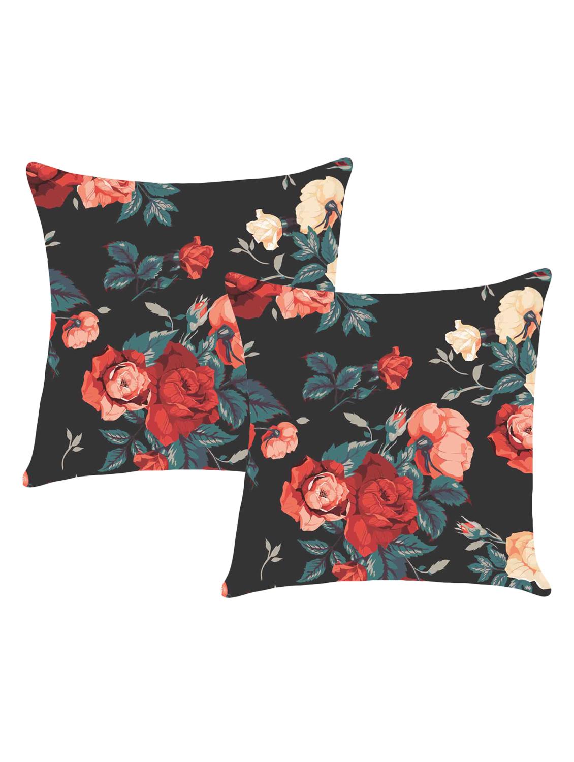 digital printed cushion cover with flower design set of 2