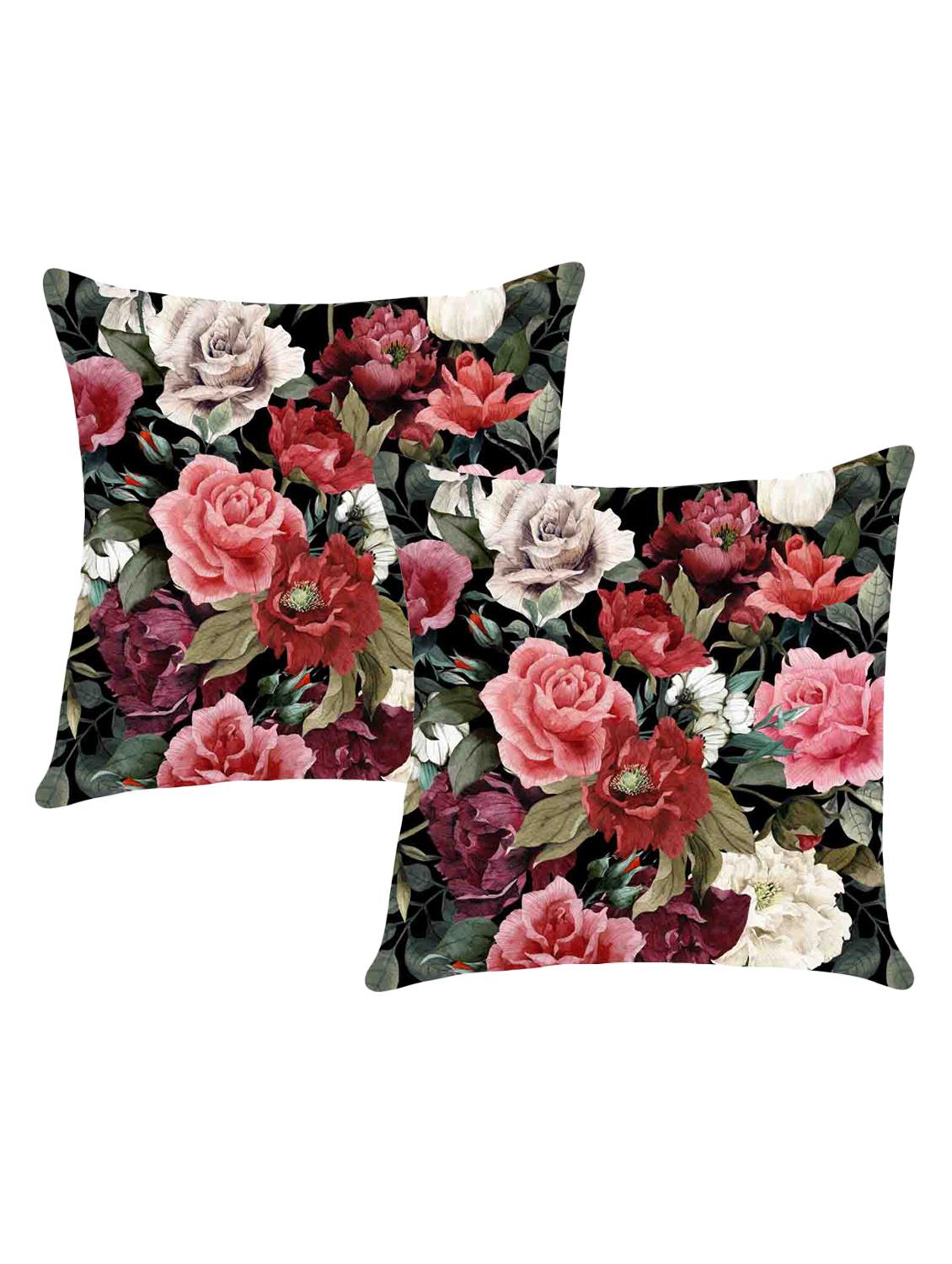 digital printed cushion cover with flower design set of 2 - 14766385 -  Zoom Image - 0