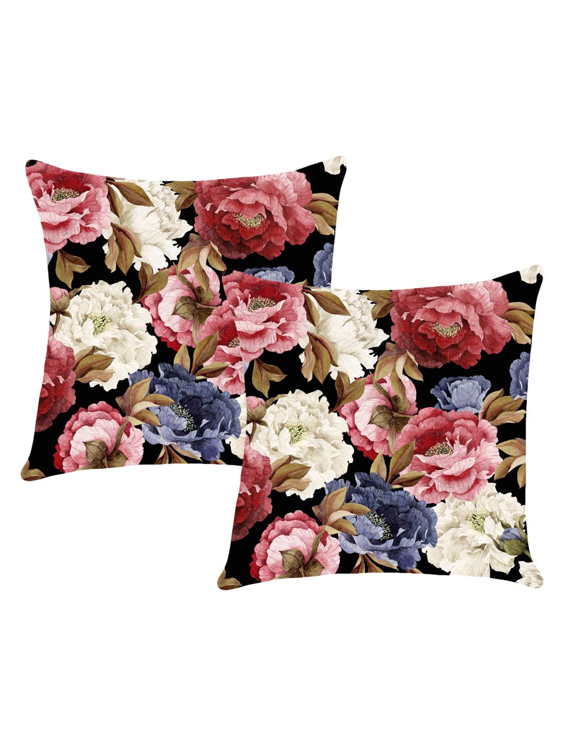 digital printed cushion cover with flower design set of 2 - 14766389 -  Zoom Image - 0